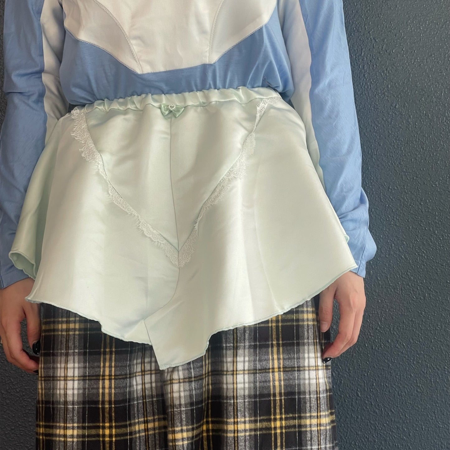 SHORTS PJ CHECK / MINT / パンツディテールスカート