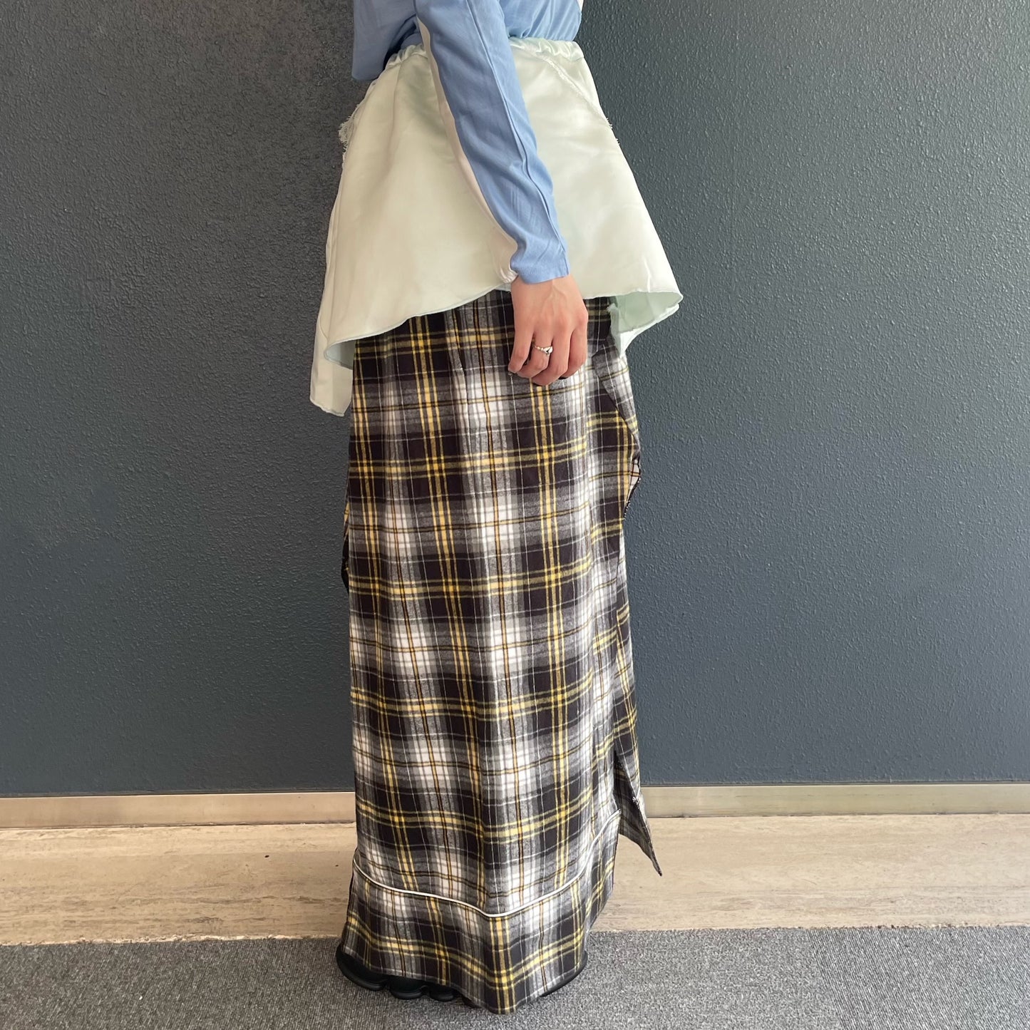 SHORTS PJ CHECK / MINT / パンツディテールスカート