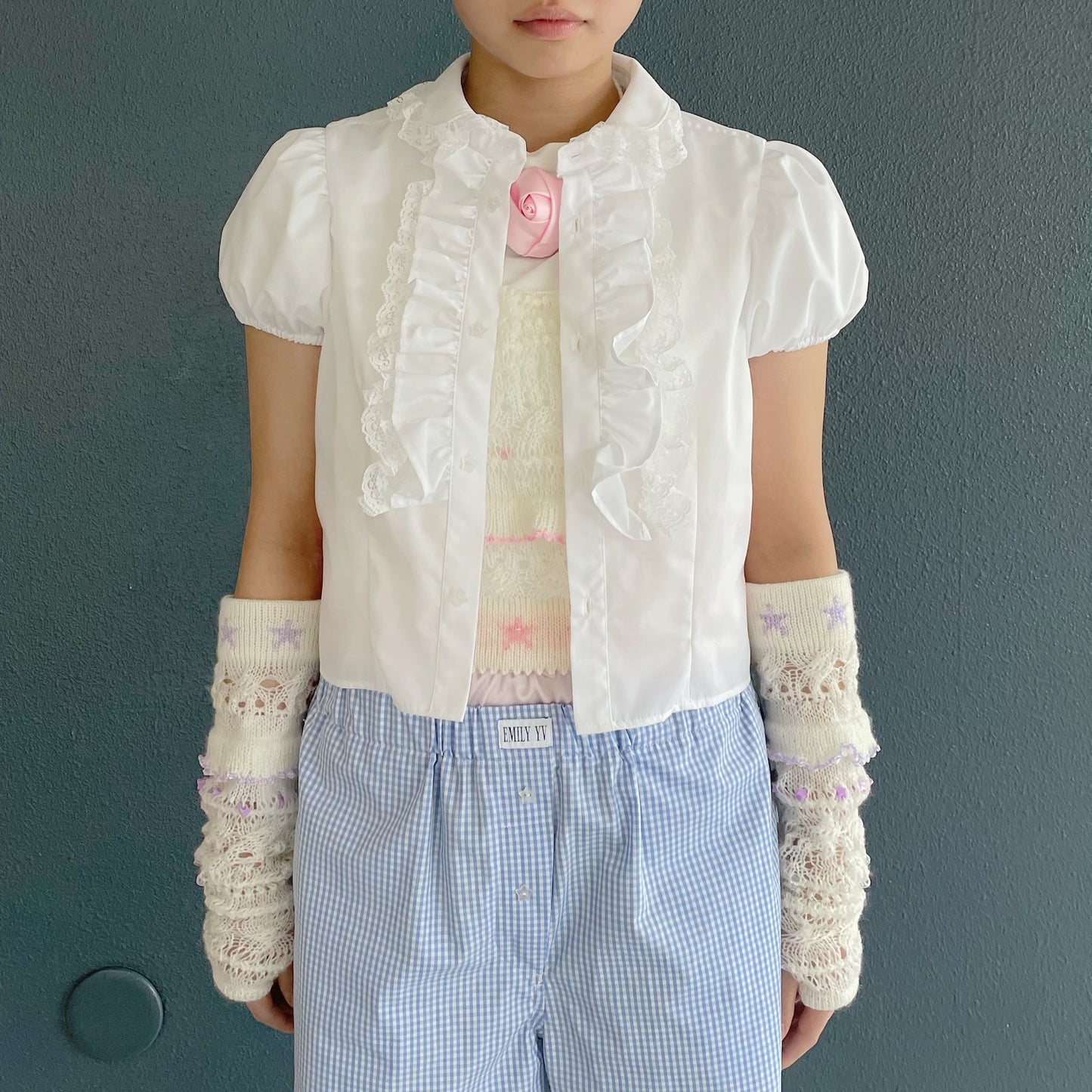 Frill short shirts / White / フリルショートシャツ