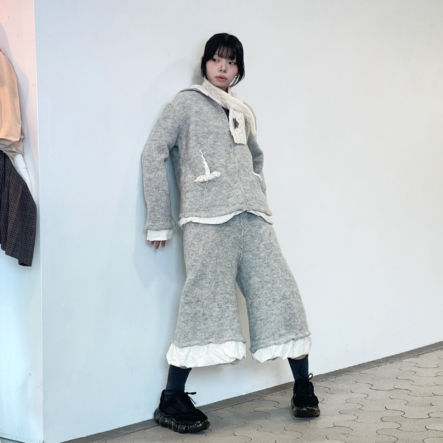 fulling pants / gray / 縮絨加工ニットパンツ