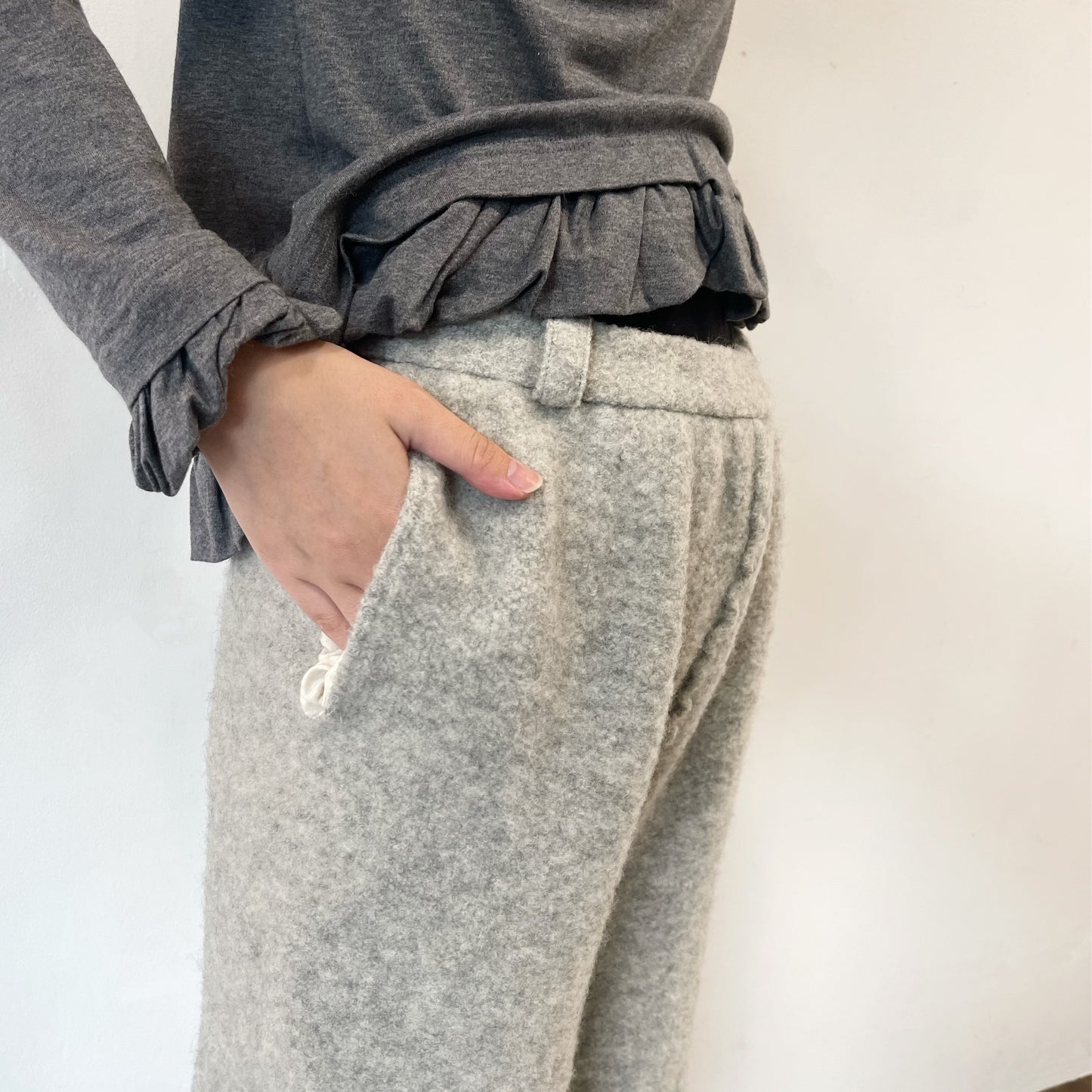 fulling pants / gray / 縮絨加工ニットパンツ