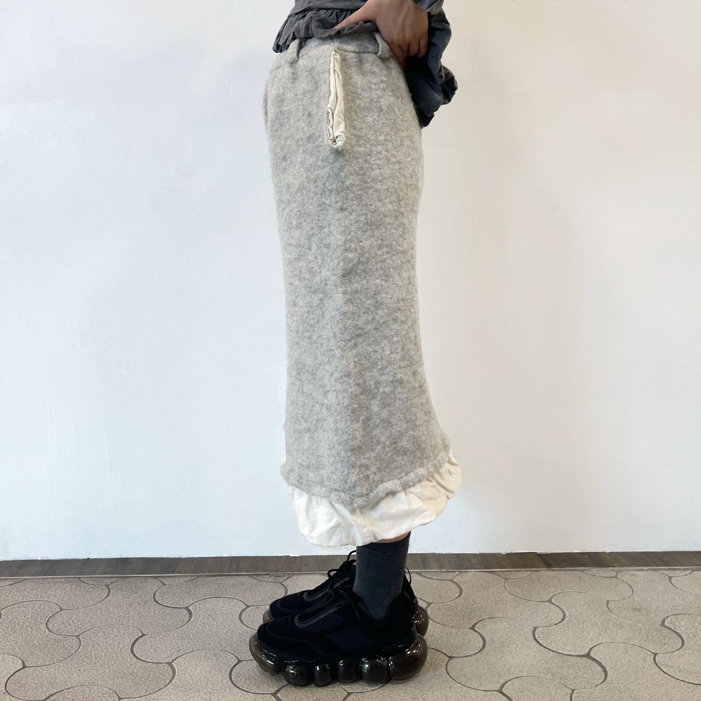 fulling pants / gray / 縮絨加工ニットパンツ