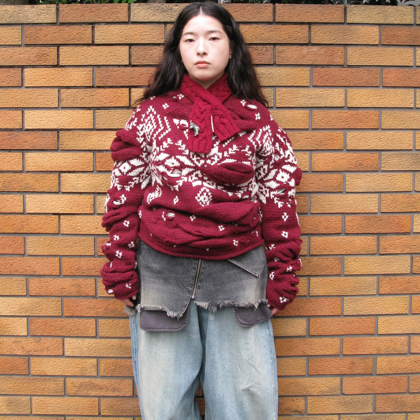 Unstable Nordic Knit / burgundy / フェアアイルニット