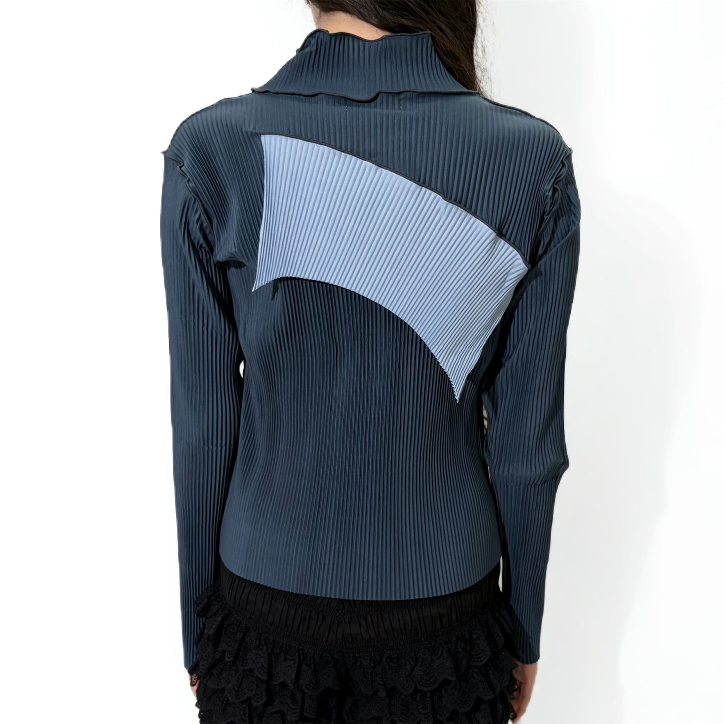 todo WAVE TOP *LONG SLEEVE HIGH NECK REGULAR / DARK BERRY / ハイネックプリーツトップ