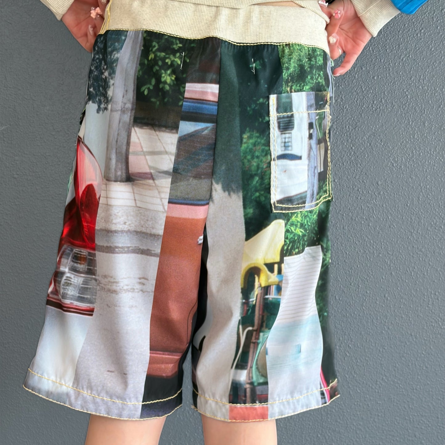photo stripe half pants / フォトストライプハーフパンツ