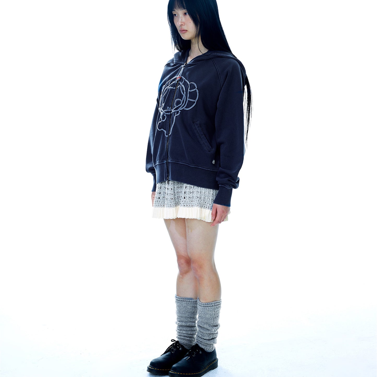 LAYERED KNIT SKIRT / MELANGE GREY / レイヤードニットスカート