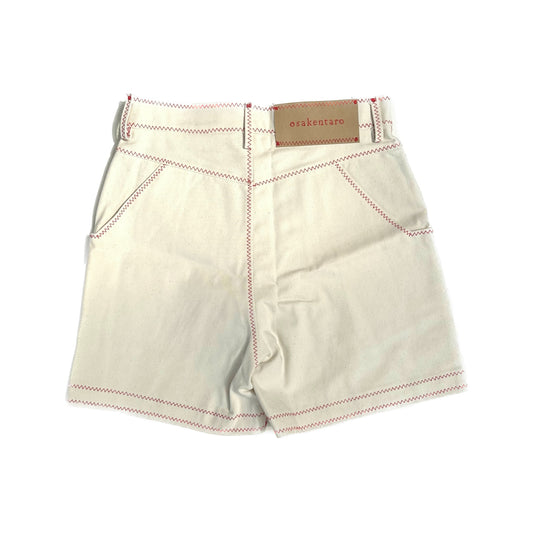 zig zag stitch short pants / off white × red / ステッチショートパンツ