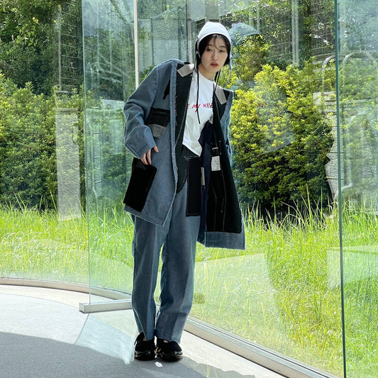 CUSTOM MADE BASTED TROUSERS/WOOL / BLUE / 仮縫いウールトラウザーズ