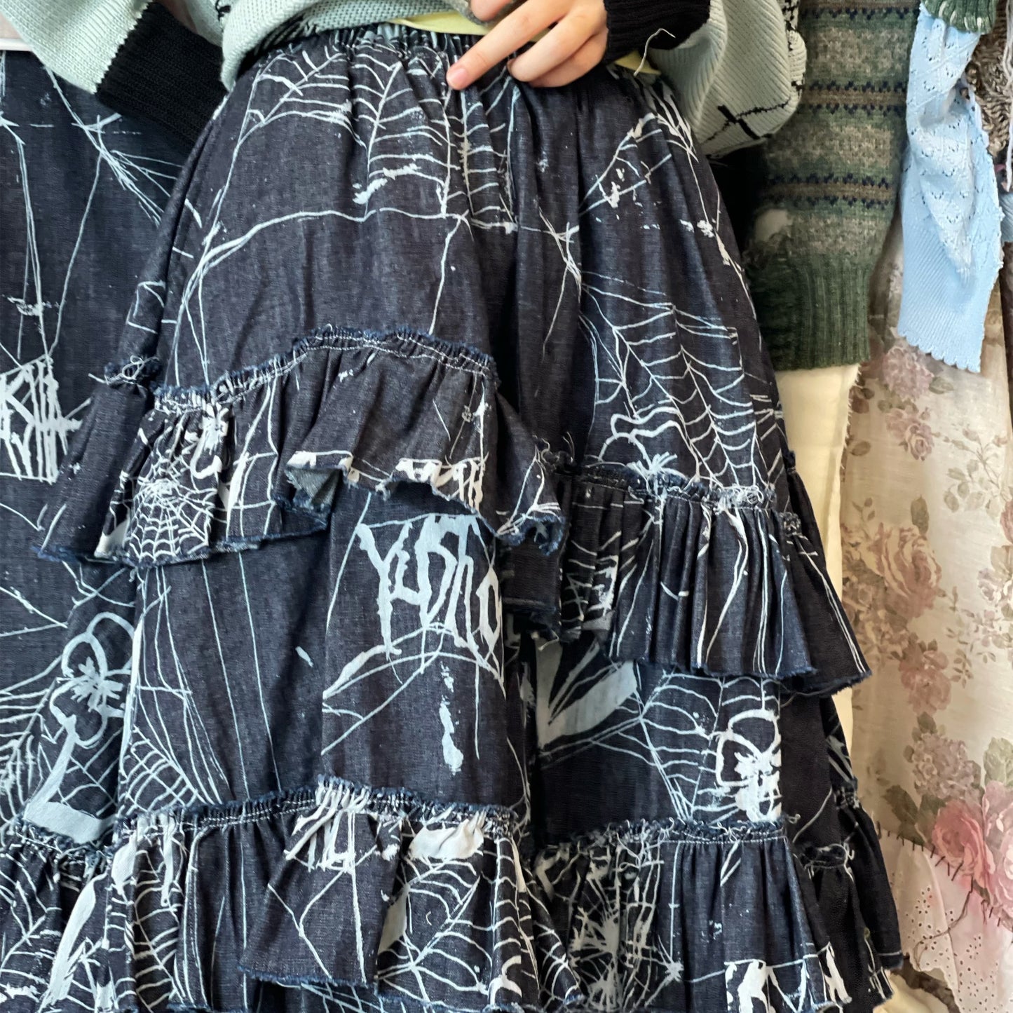 Spider Logo Denim Skirt / denim / スパイダーデニムスカート