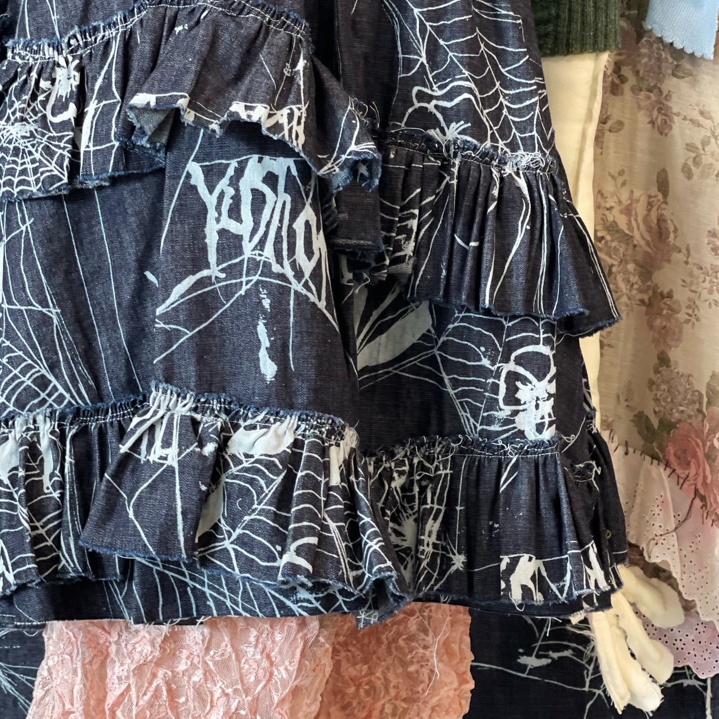 Spider Logo Denim Skirt / denim / スパイダーデニムスカート