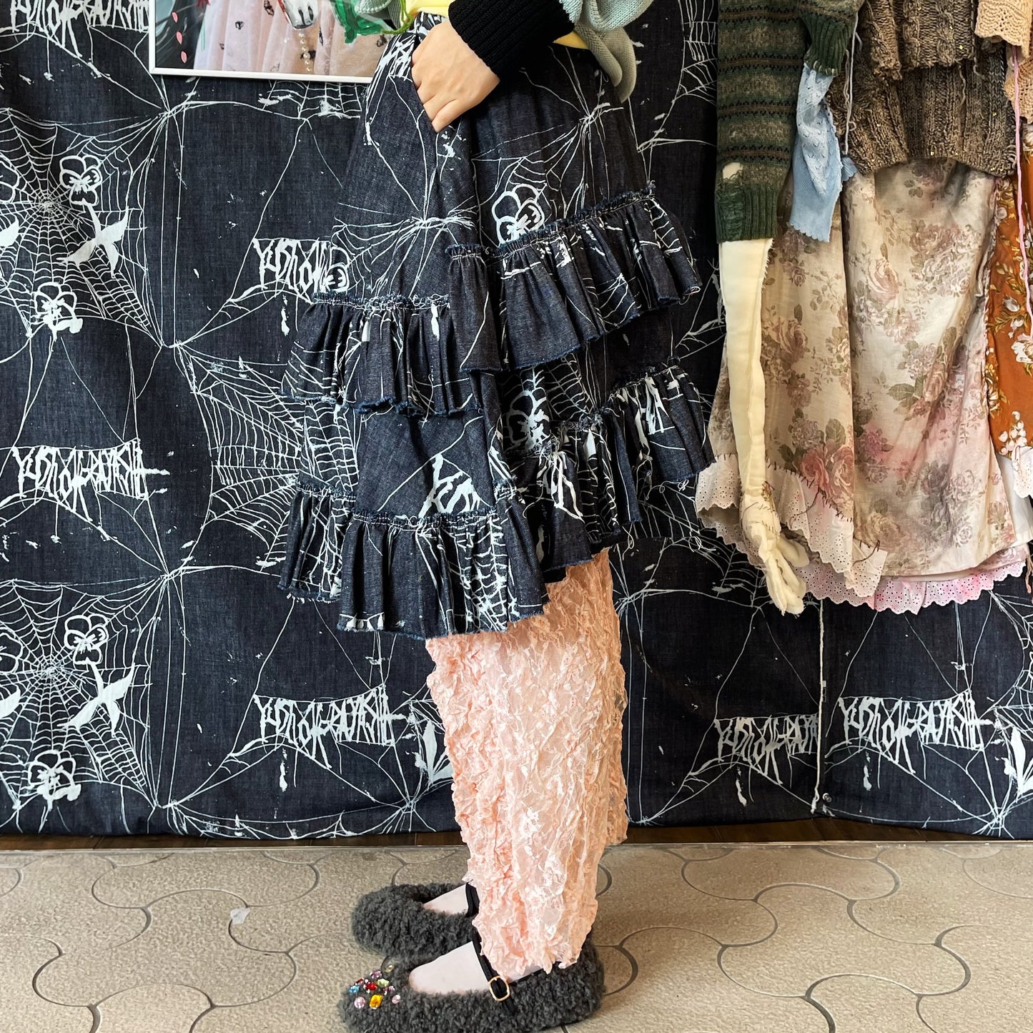Spider Logo Denim Skirt / denim / スパイダーデニムスカート