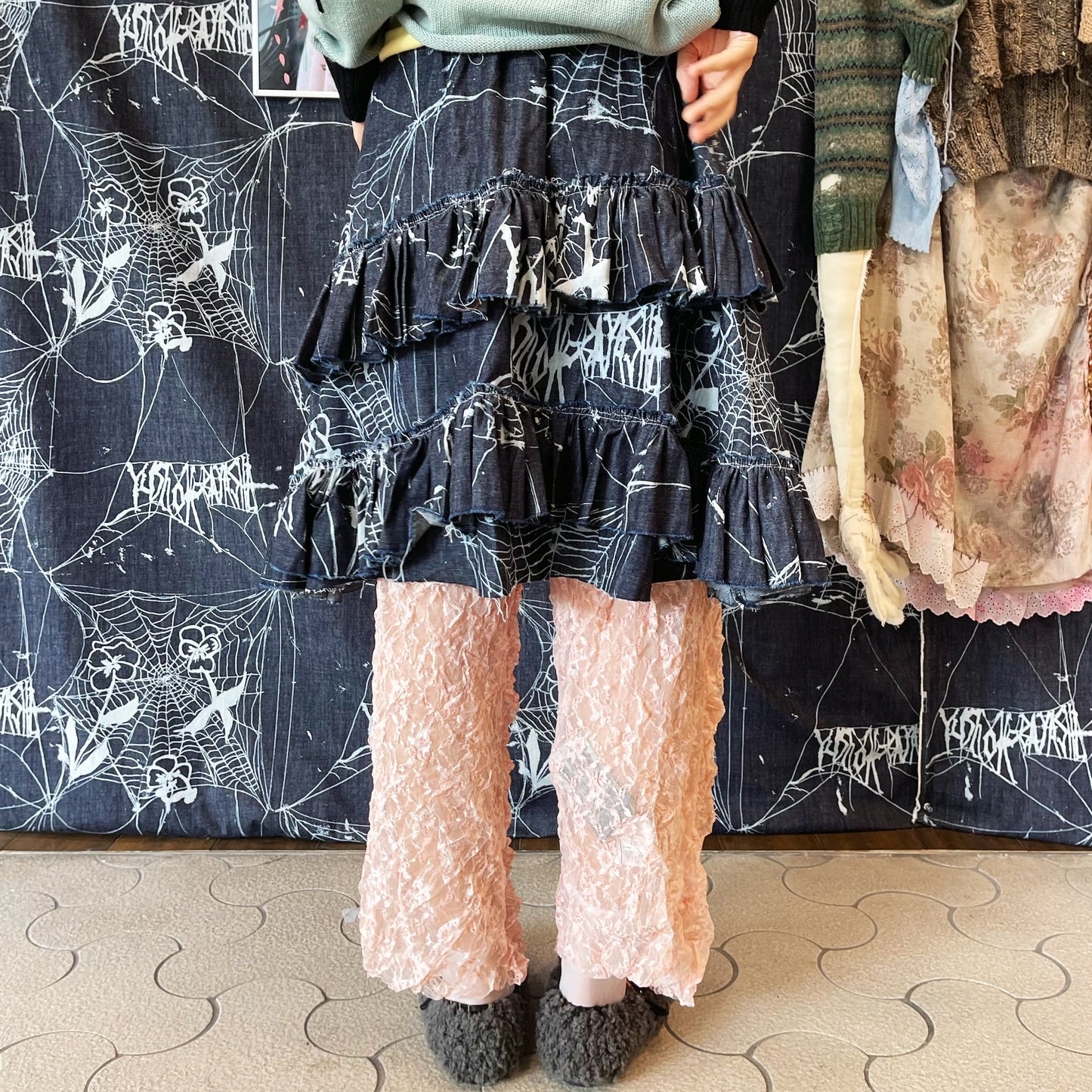 Spider Logo Denim Skirt / denim / スパイダーデニムスカート