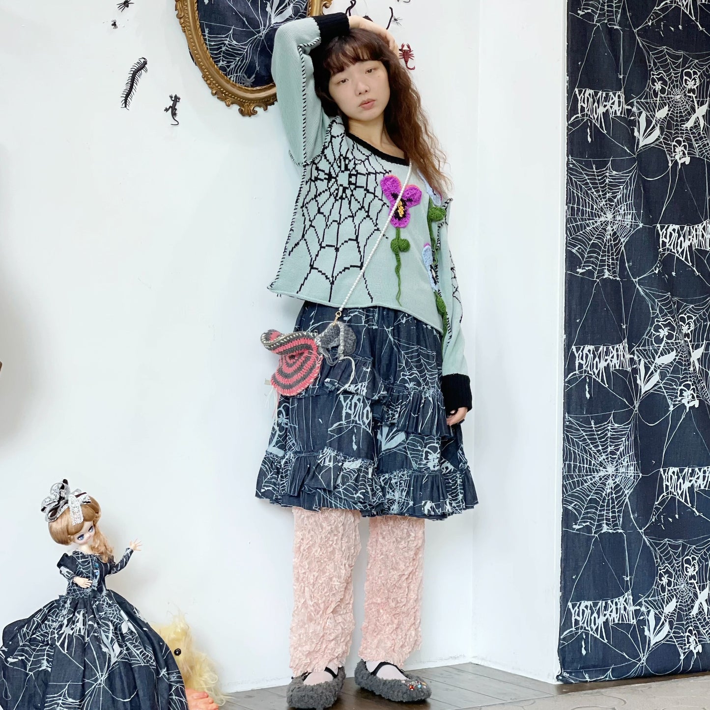 Spider Logo Denim Skirt / denim / スパイダーデニムスカート