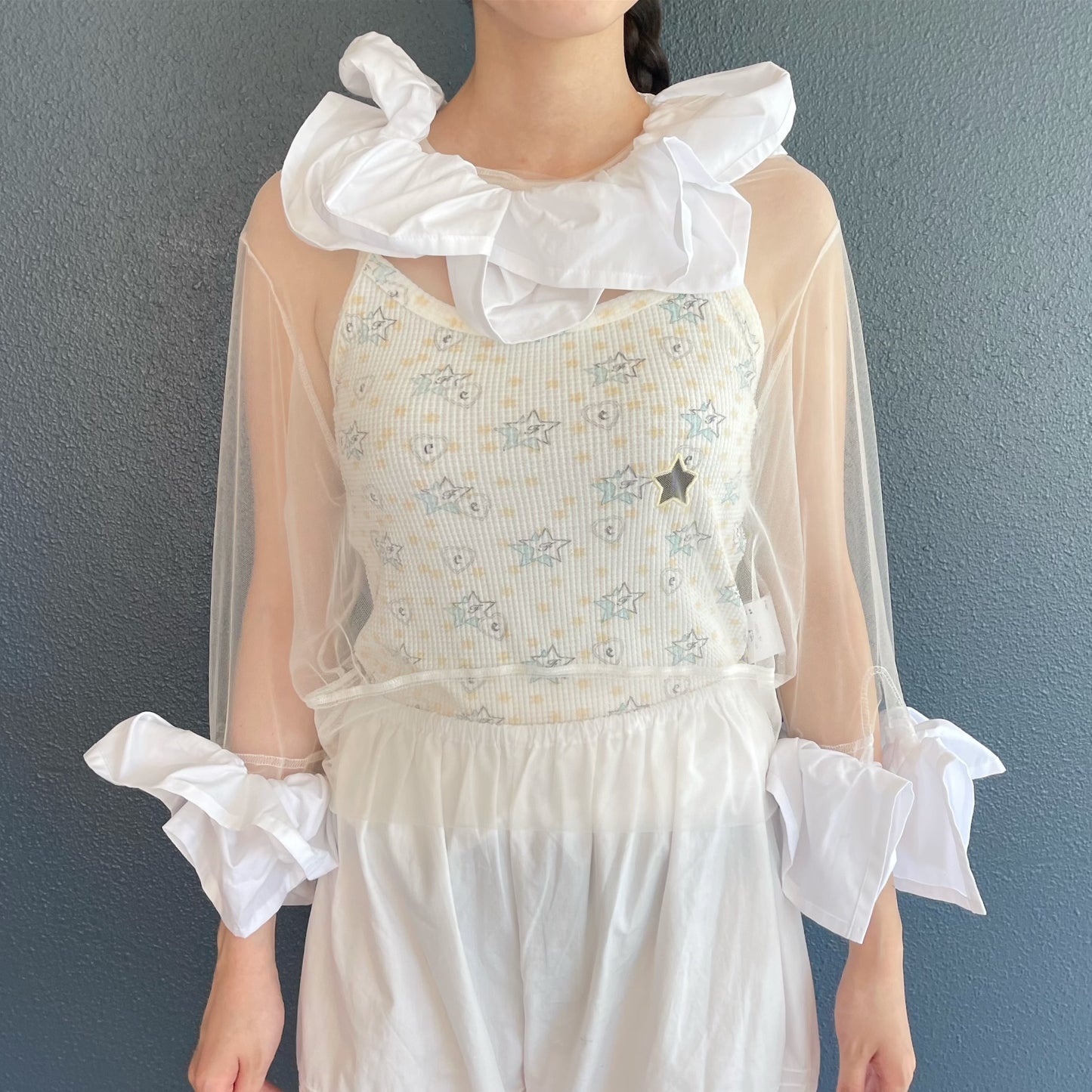 Frill Tulle Top / White / フリルチュールトップ
