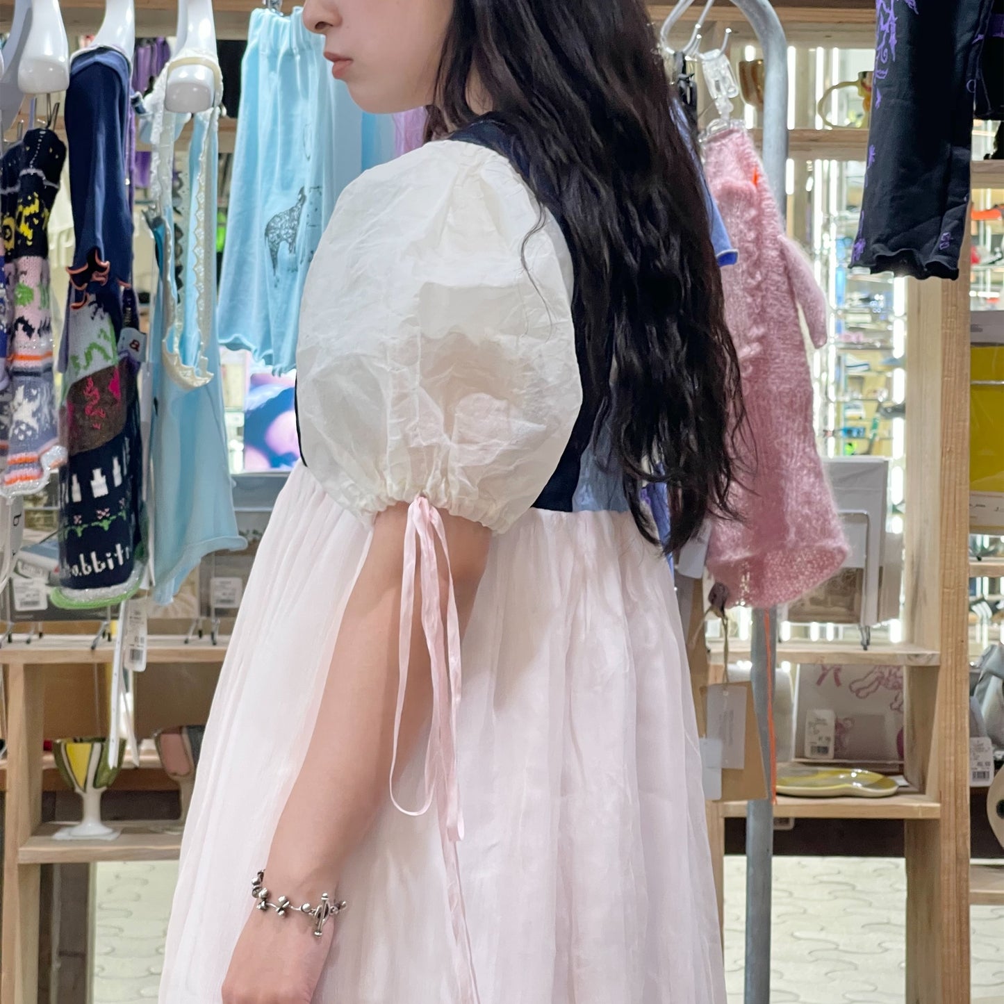 Seline dress / Solo rabbit embroidered / デニムミニドレス