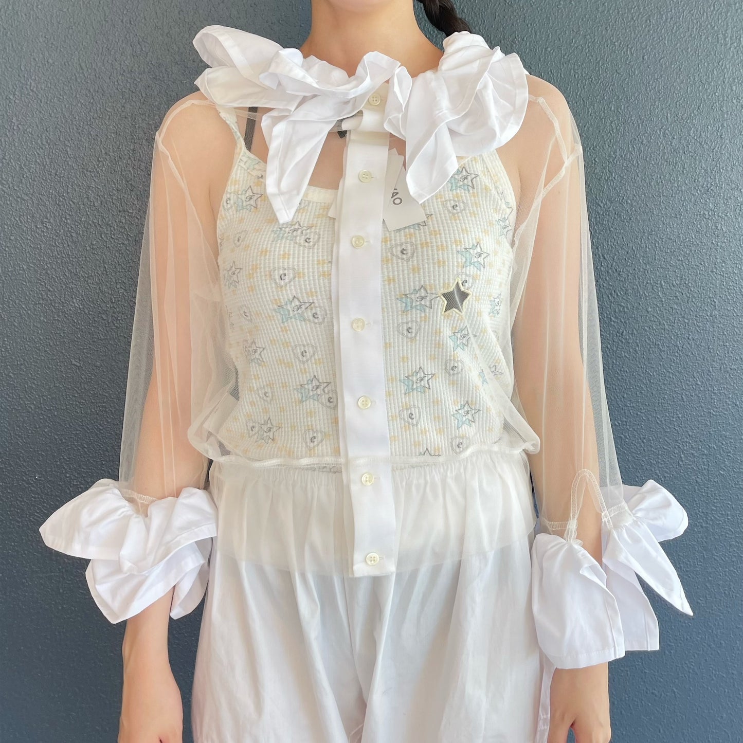 Frill Tulle Top / White / フリルチュールトップ