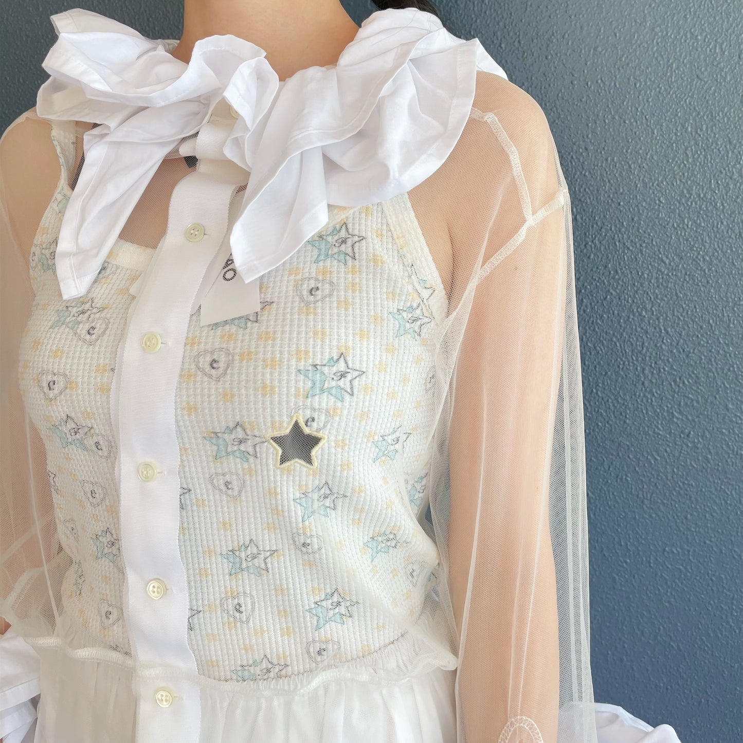 Frill Tulle Top / White / フリルチュールトップ