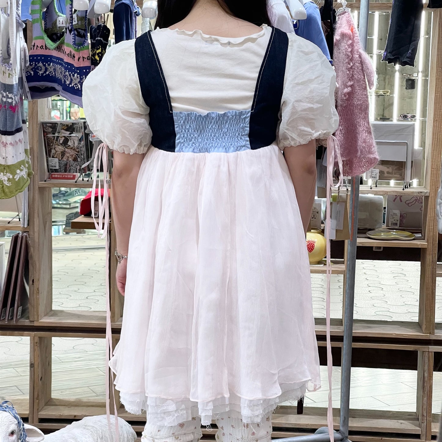 Seline dress / Solo rabbit embroidered / デニムミニドレス