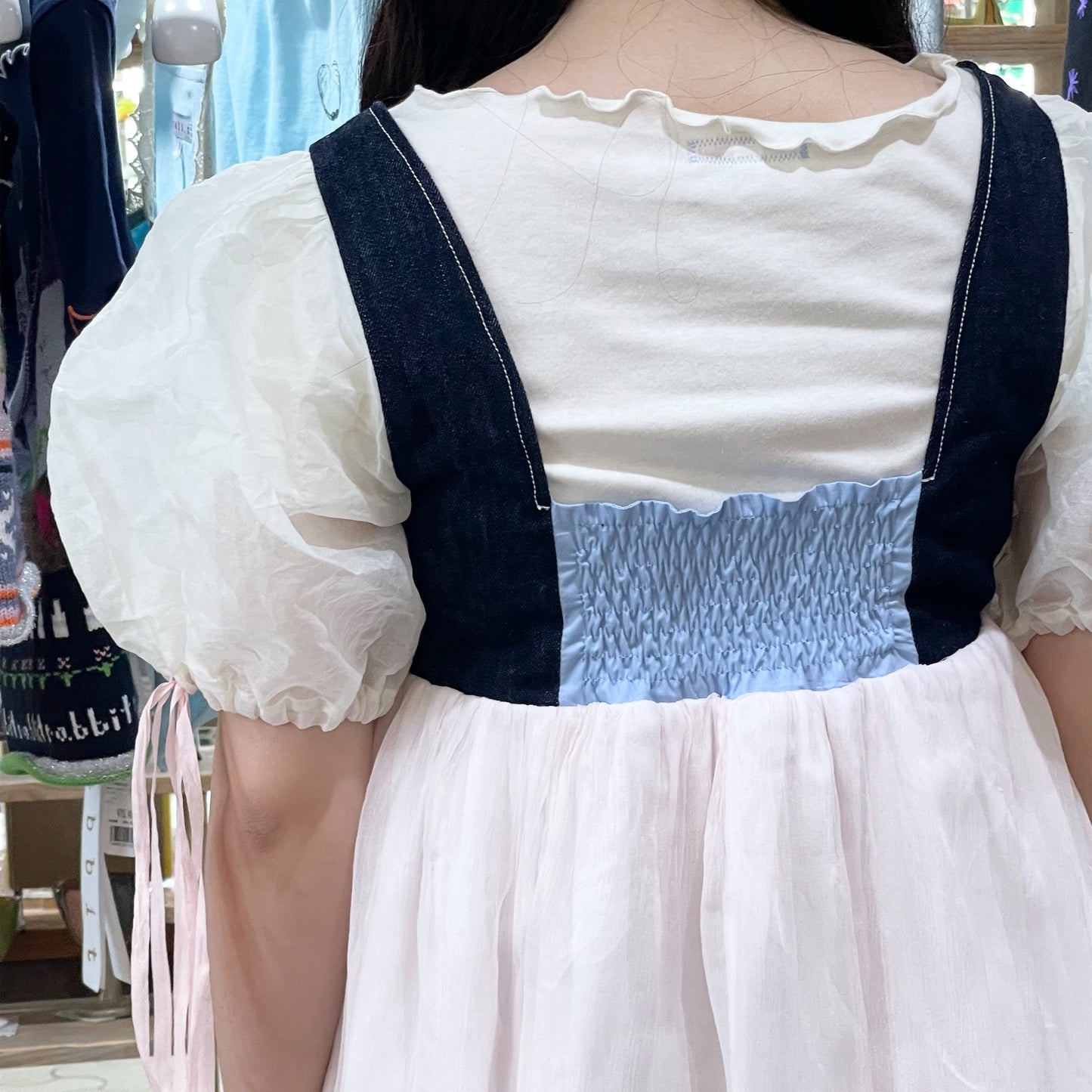 Seline dress / Solo rabbit embroidered / デニムミニドレス