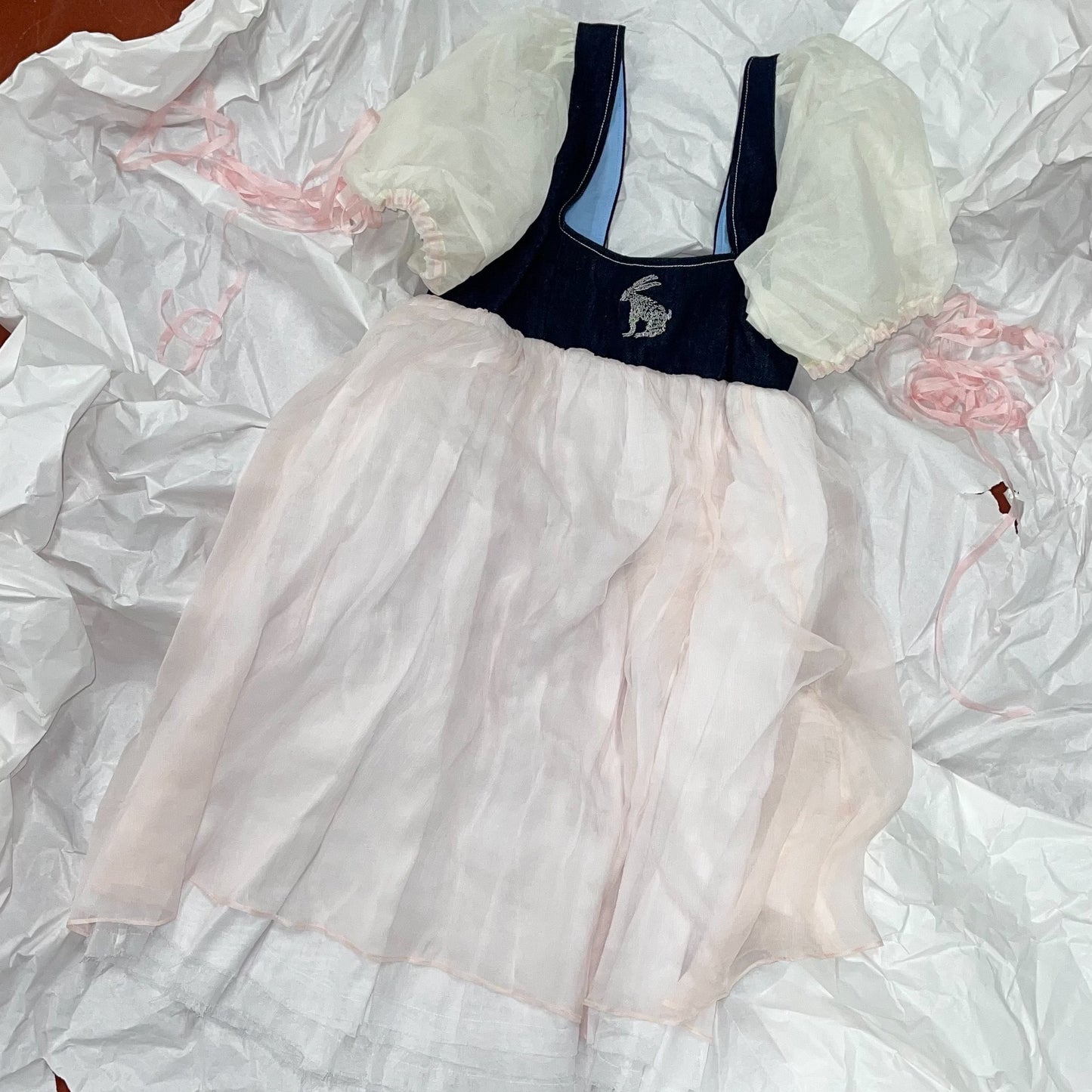 Seline dress / Solo rabbit embroidered / デニムミニドレス