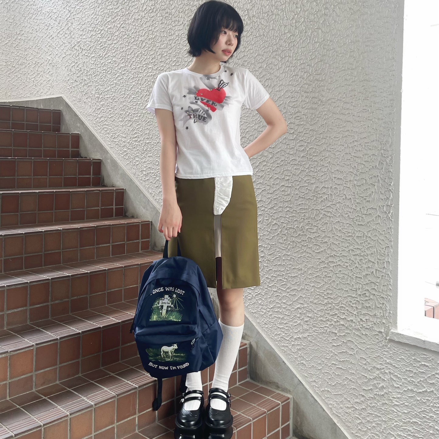 CAREER SKIRT / KHAKI / ランジェリーインスパイアスカート