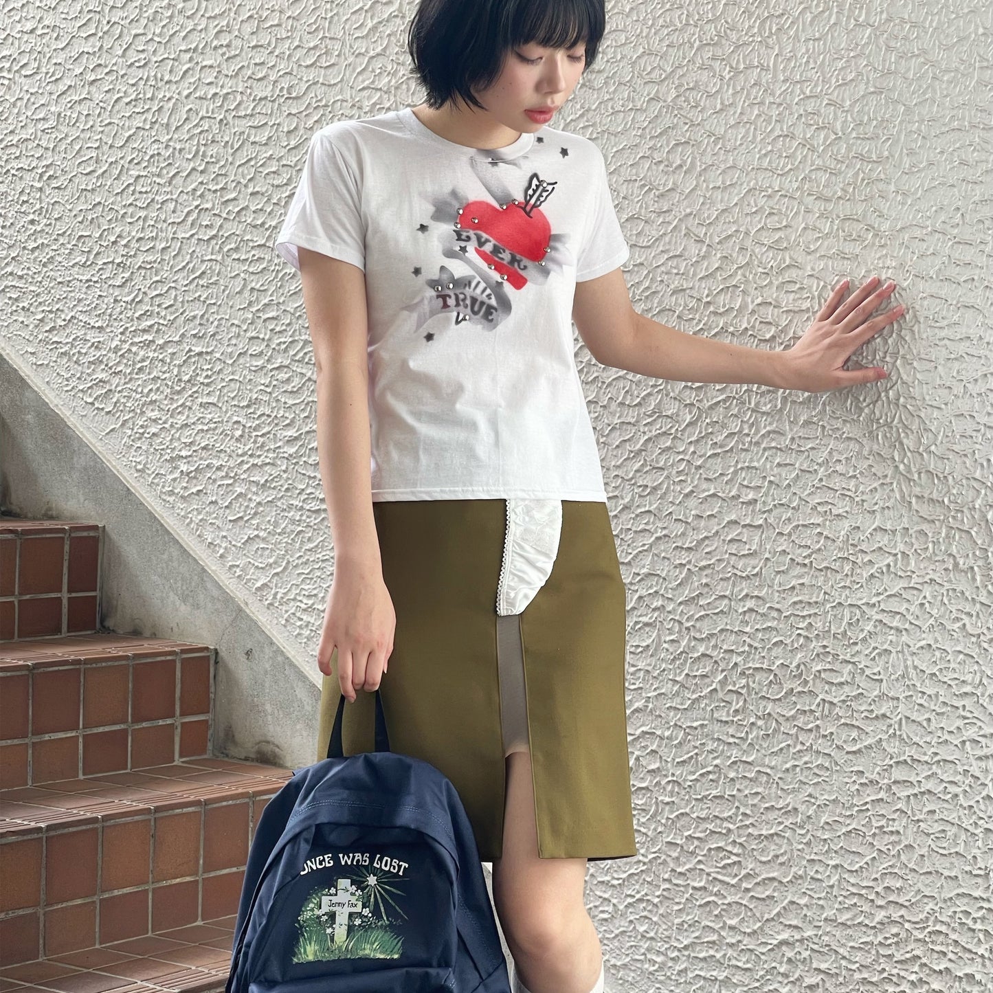 CAREER SKIRT / KHAKI / ランジェリーインスパイアスカート