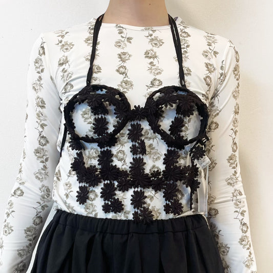Flower Bustier / Black / フラワービスチェ