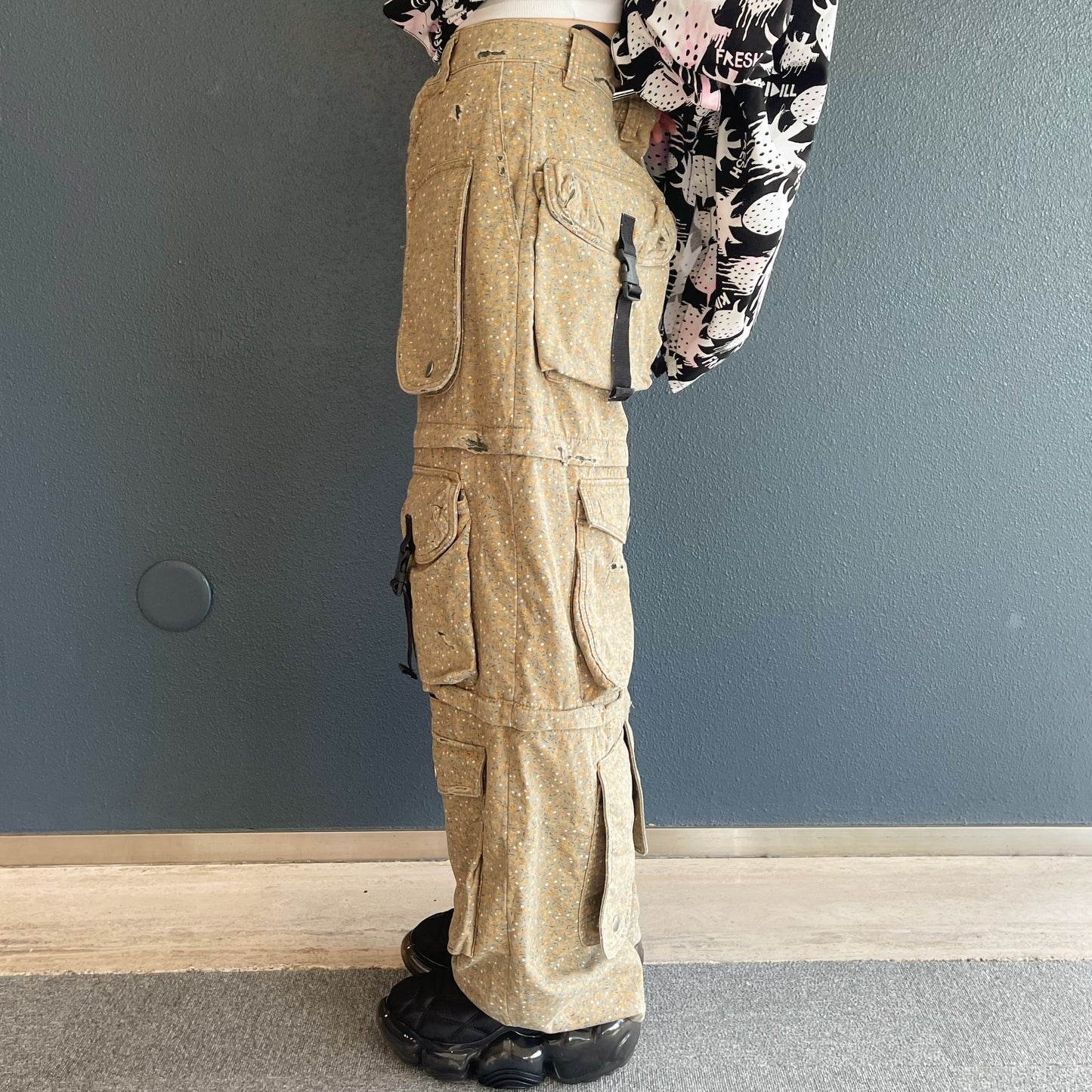 DESTROY BONDING UTILITY PANTS / KHAKI FLOWER / デストロイボンディングパンツ