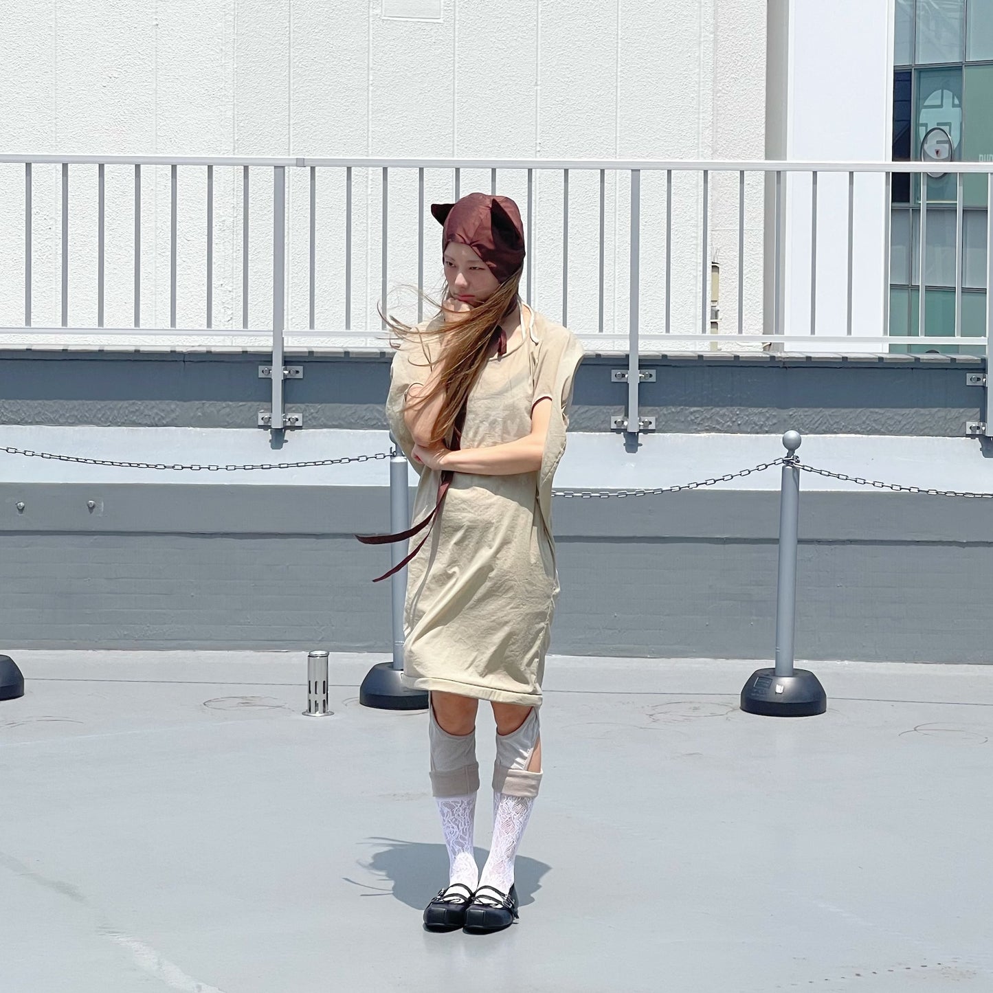 Deflated Balloon Dress / Beige / バルーンドレス