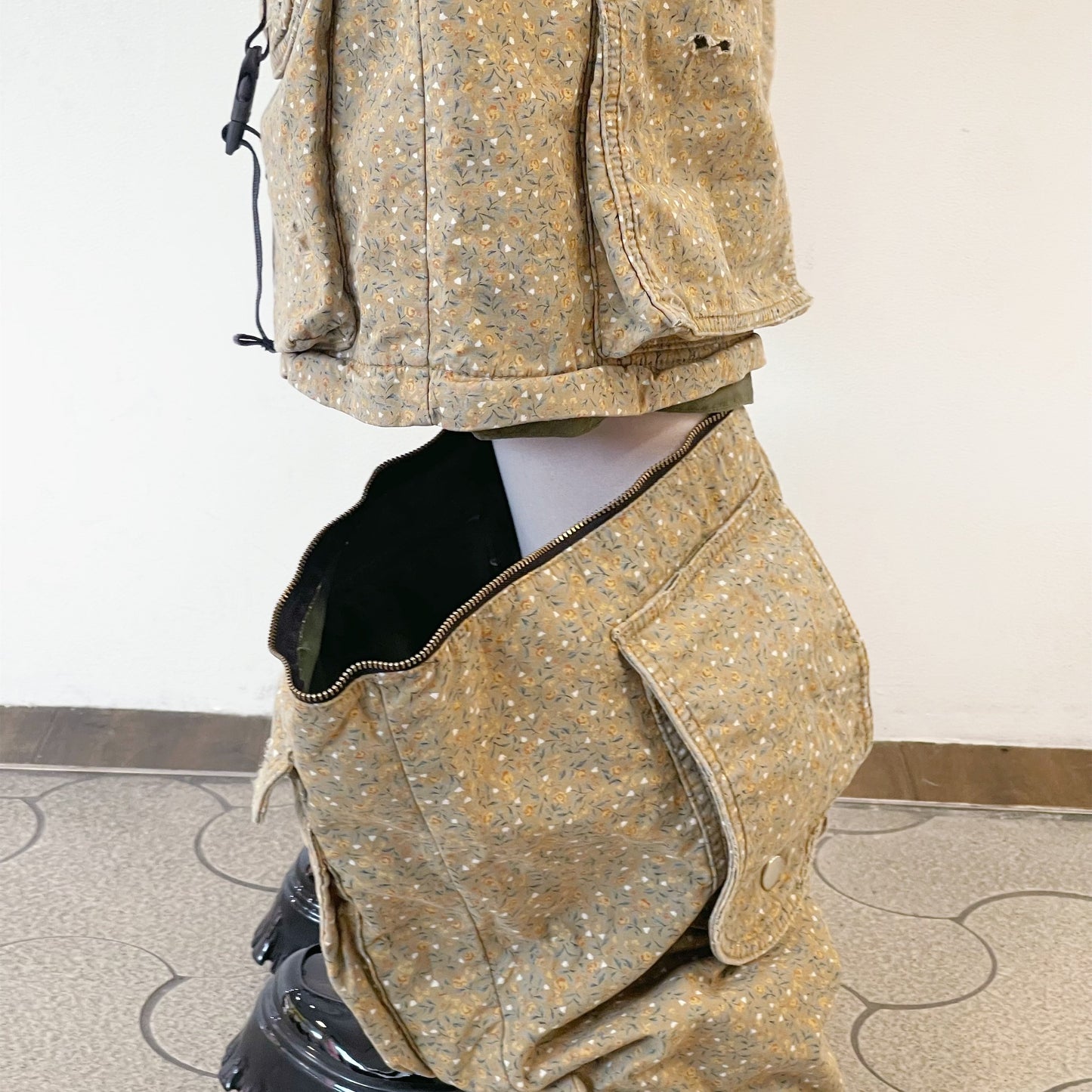 DESTROY BONDING UTILITY PANTS / KHAKI FLOWER / デストロイボンディングパンツ