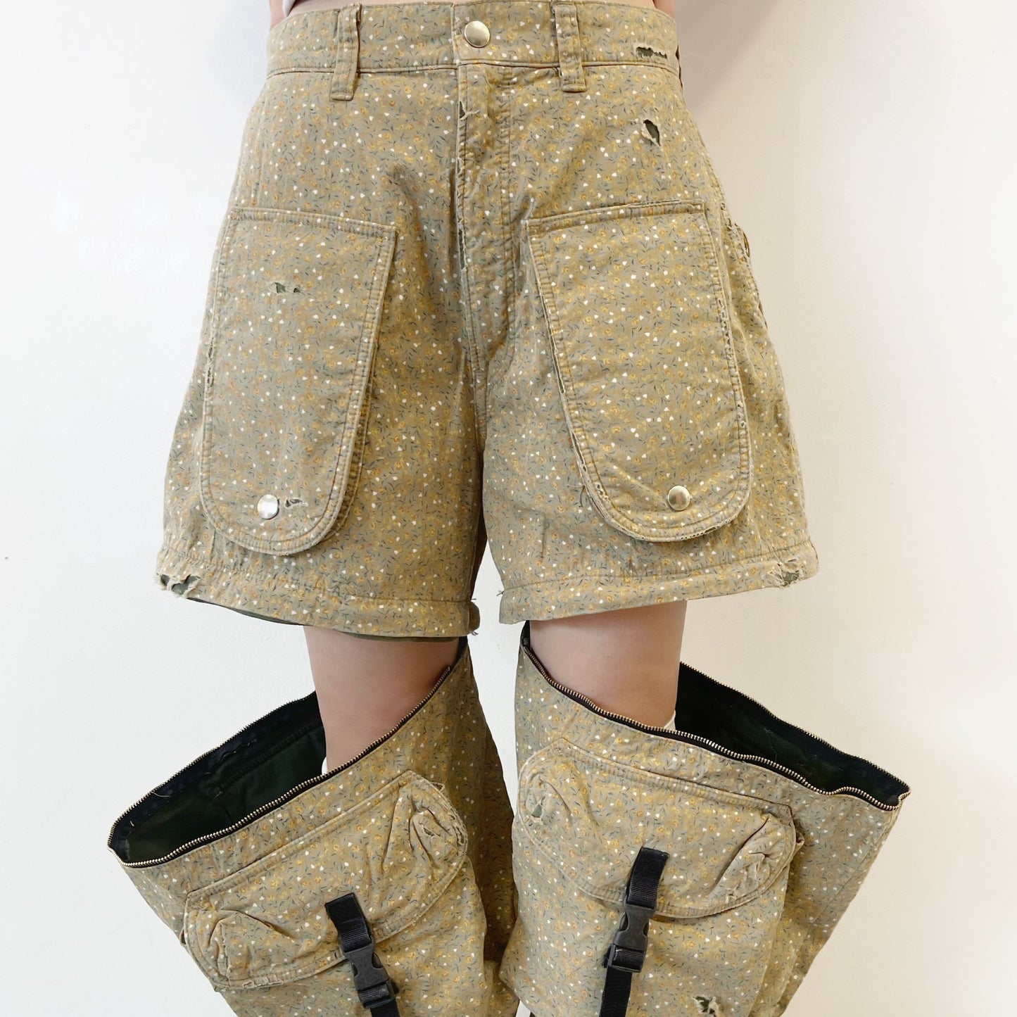 DESTROY BONDING UTILITY PANTS / KHAKI FLOWER / デストロイボンディングパンツ