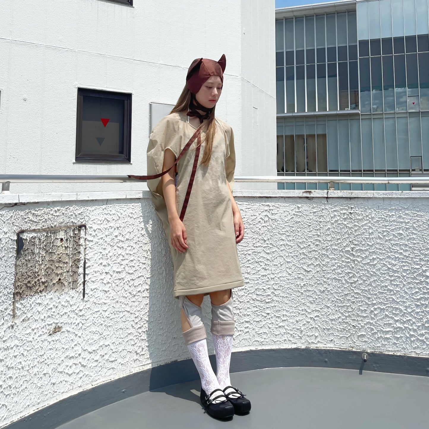 Deflated Balloon Dress / Beige / バルーンドレス