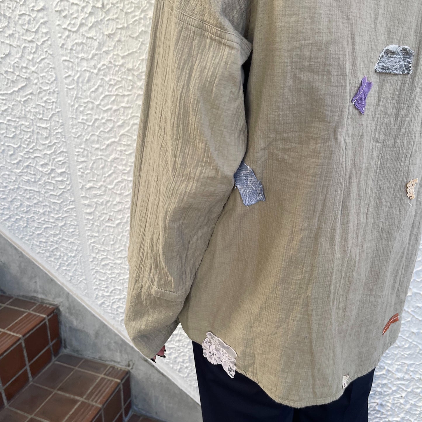 【trust teji 】Long sleeve boy blouse+ / Khaki / ロングスリーブボーイブラウス