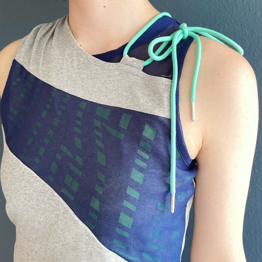 Panelled shiring top /  dark melange / パネルシャーリングトップ