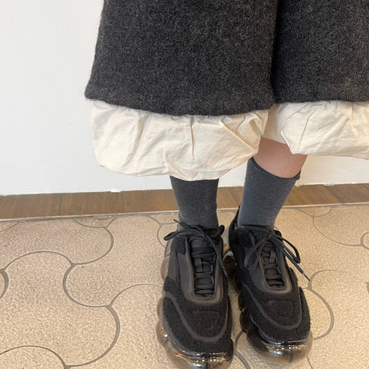 fulling pants / charcoal gray / 縮絨加工ニットパンツ
