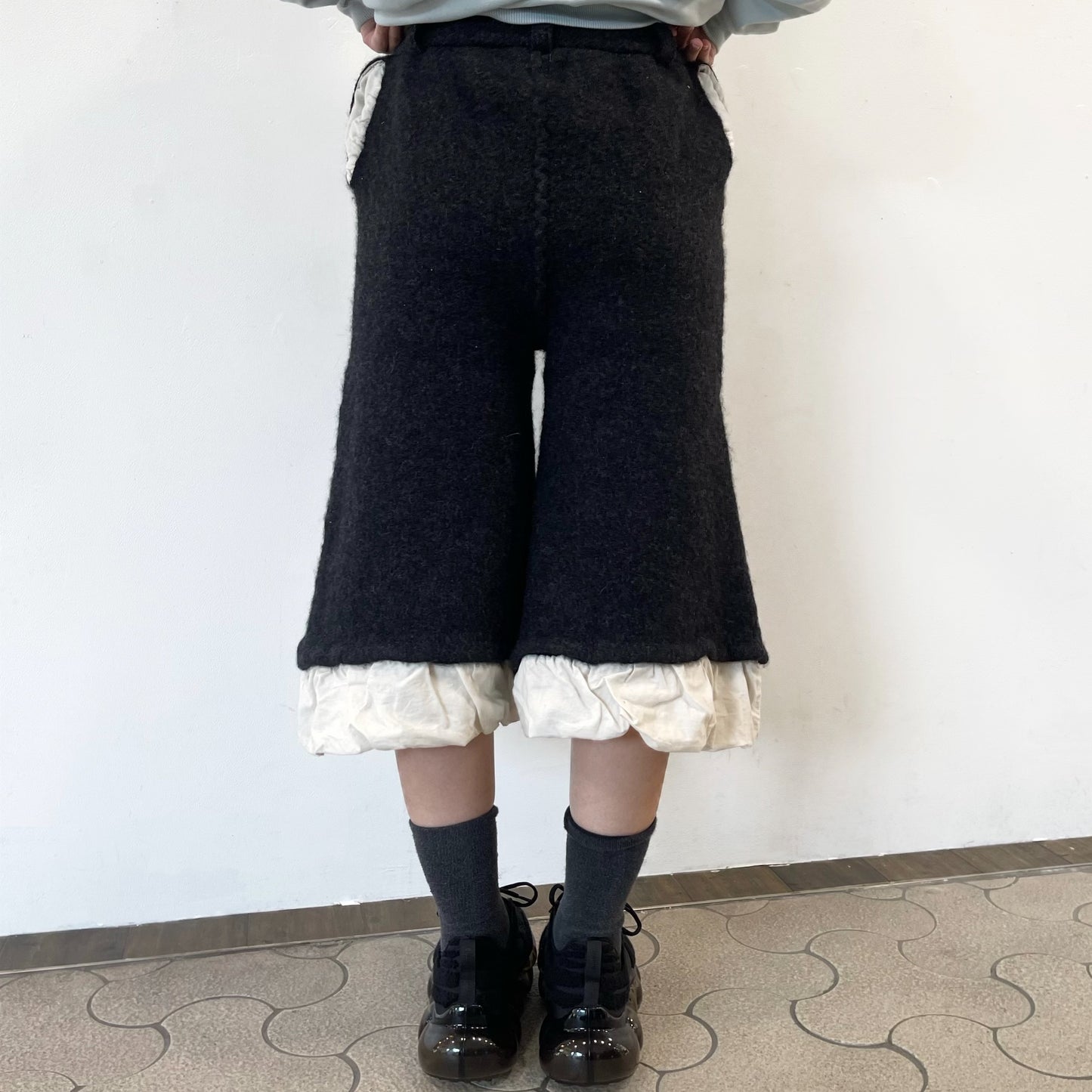fulling pants / charcoal gray / 縮絨加工ニットパンツ