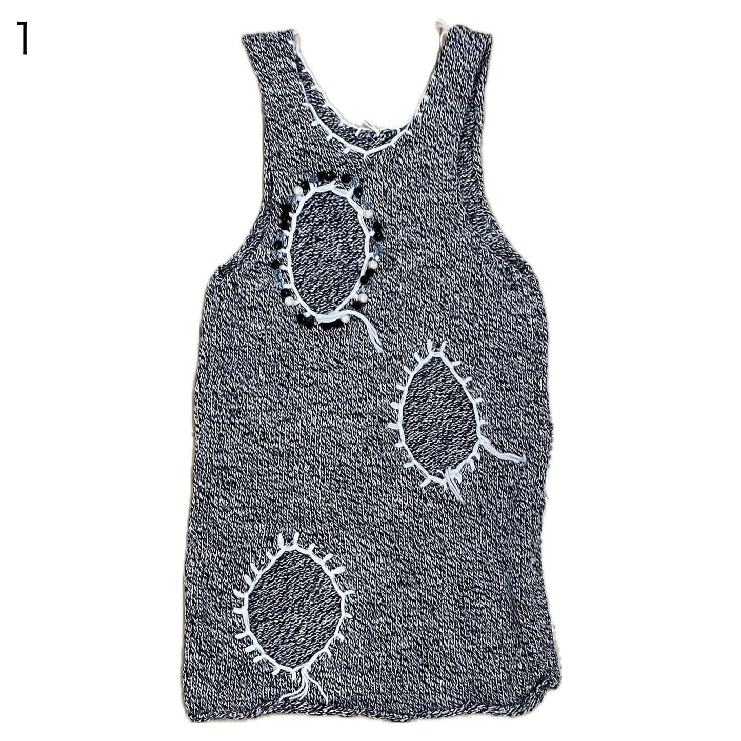 Hole Knit Tops / Black / ホールニットトップ