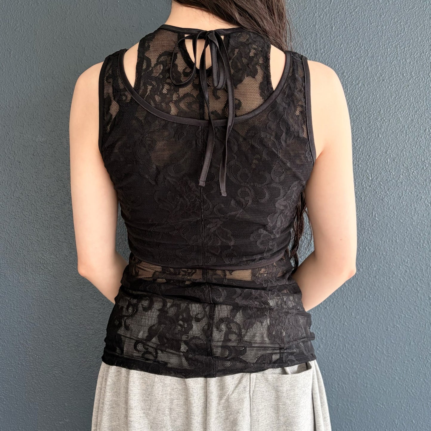 layered lace tank / black / レイヤードレースタンクトップ