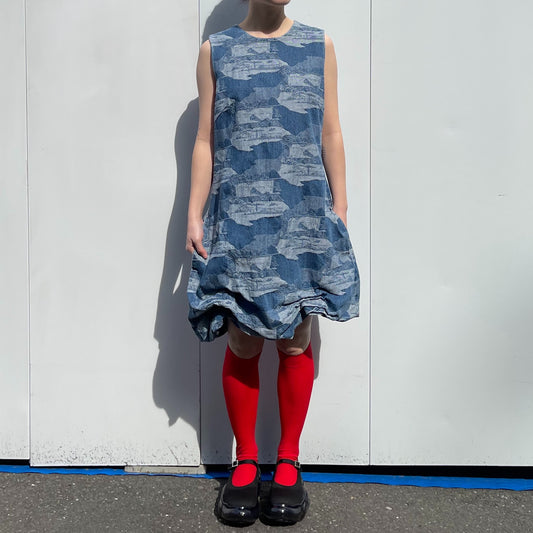 TUCKED DENIM ONE-PIECE / BLUE / タックデニムワンピース