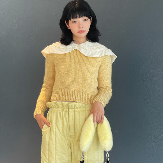 Sparkle knit sweater / YELLOW / モヘアスパンコールニット