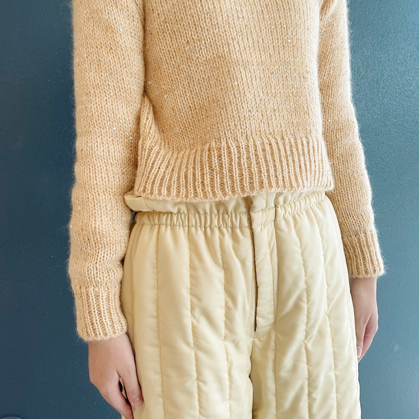 Sparkle knit sweater / YELLOW / モヘアスパンコールニット