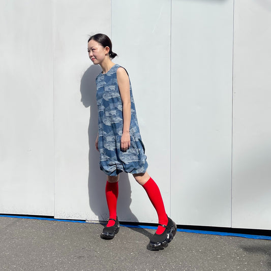 TUCKED DENIM ONE-PIECE / BLUE / タックデニムワンピース