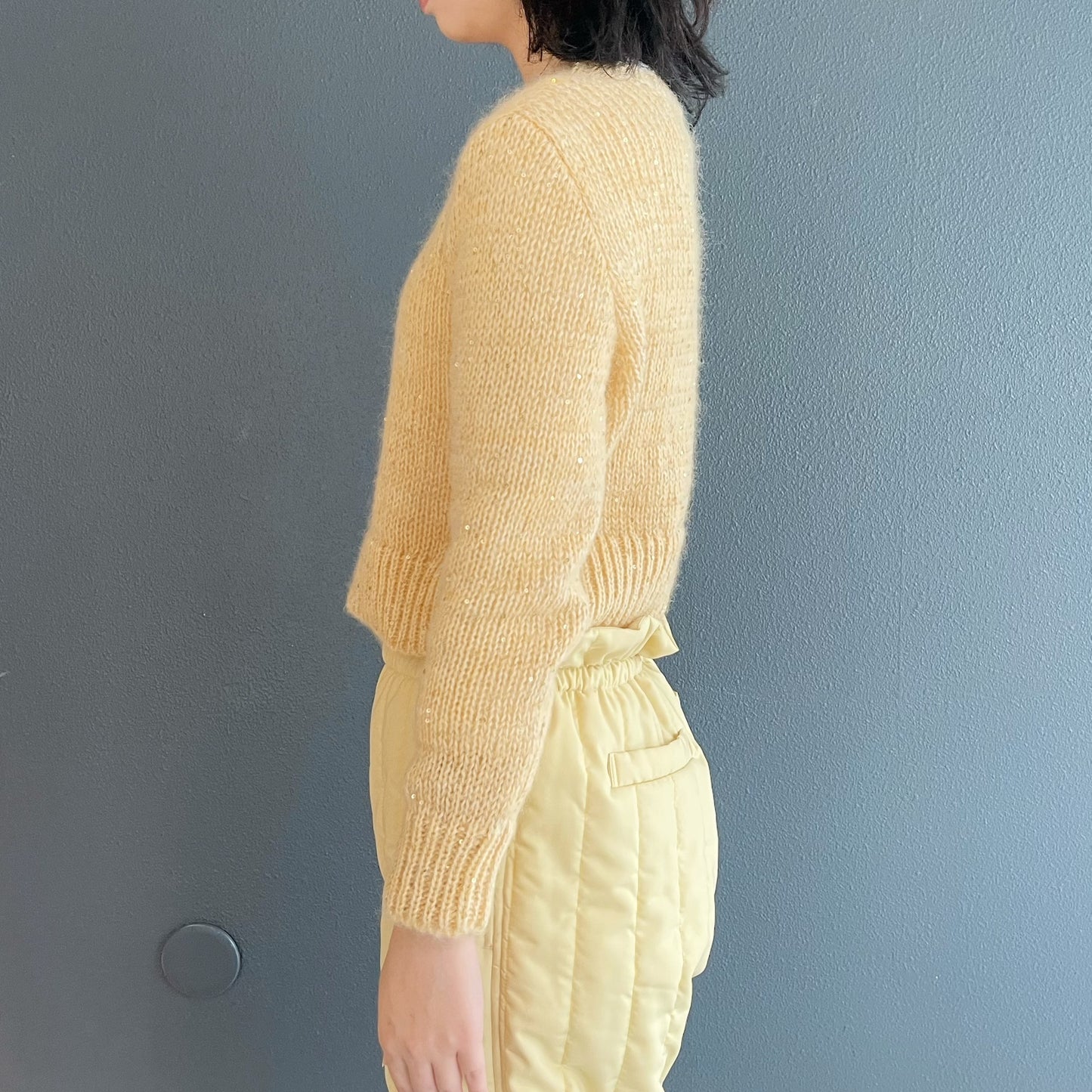 Sparkle knit sweater / YELLOW / モヘアスパンコールニット