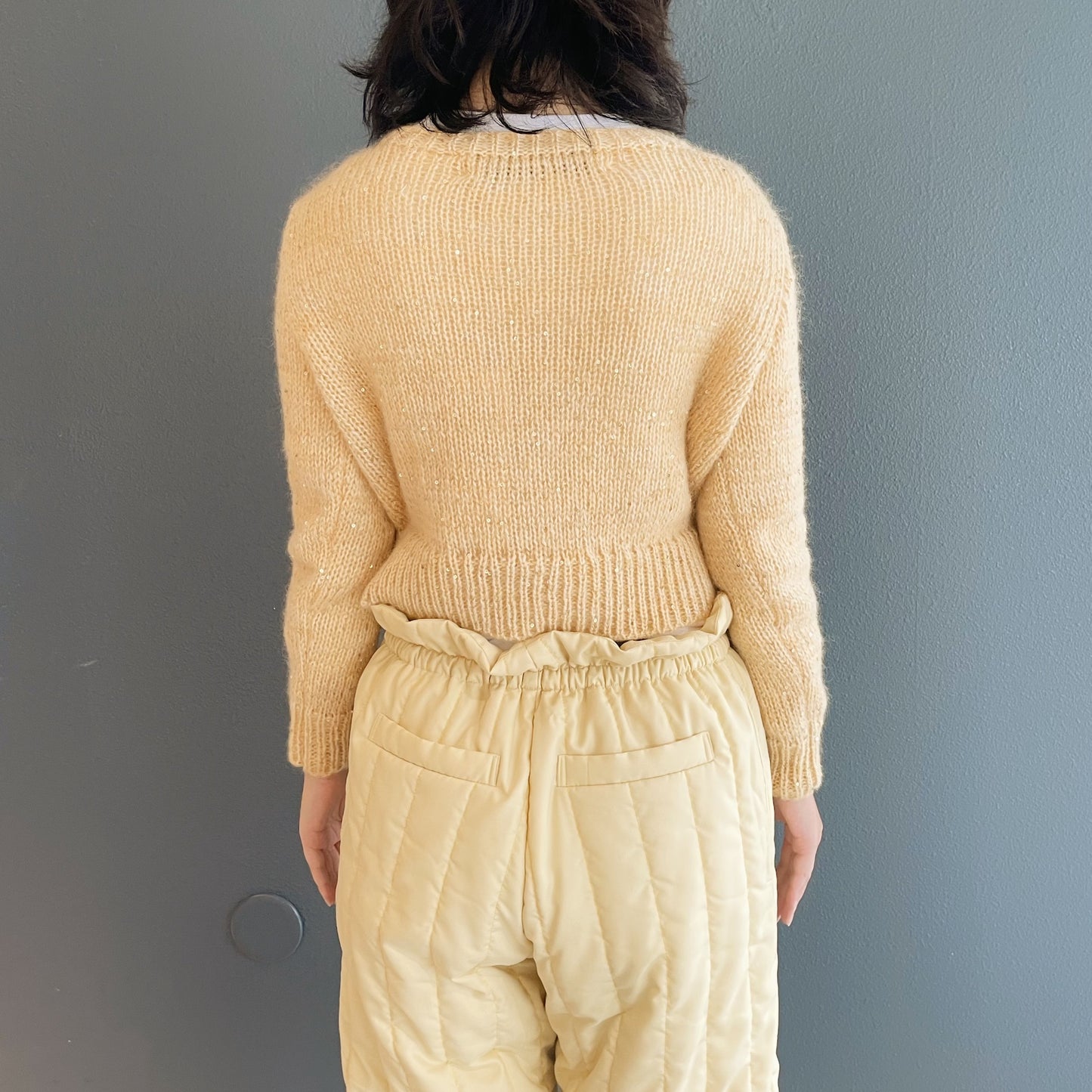 Sparkle knit sweater / YELLOW / モヘアスパンコールニット