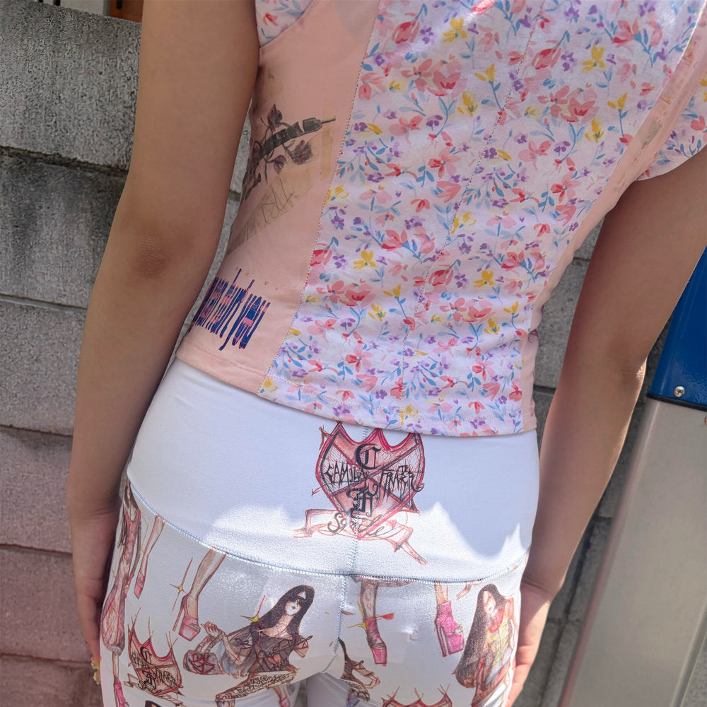 Biker puff short sleeve / floral / パフスリーブトップ
