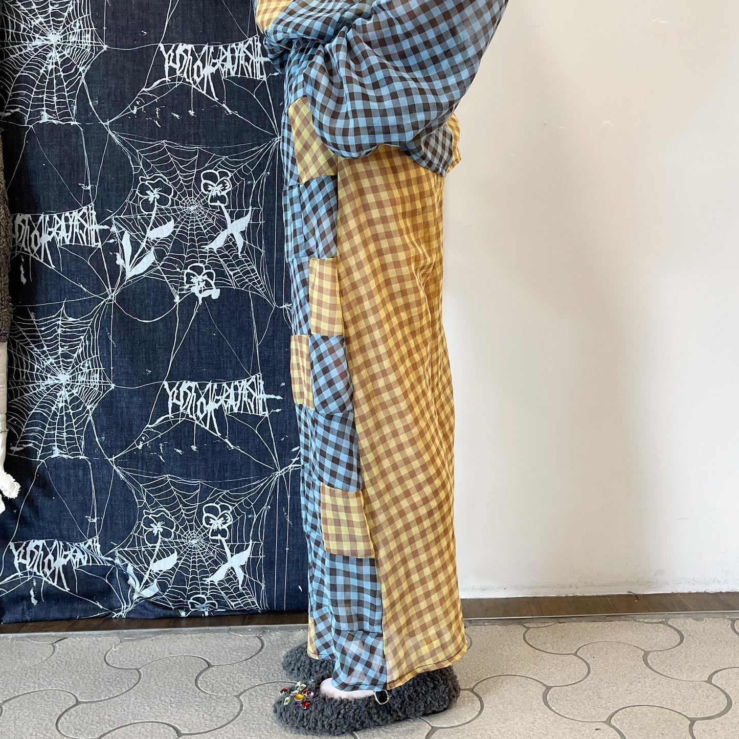 Patch work pajama trousers / blue / パッチワークパジャマパンツ