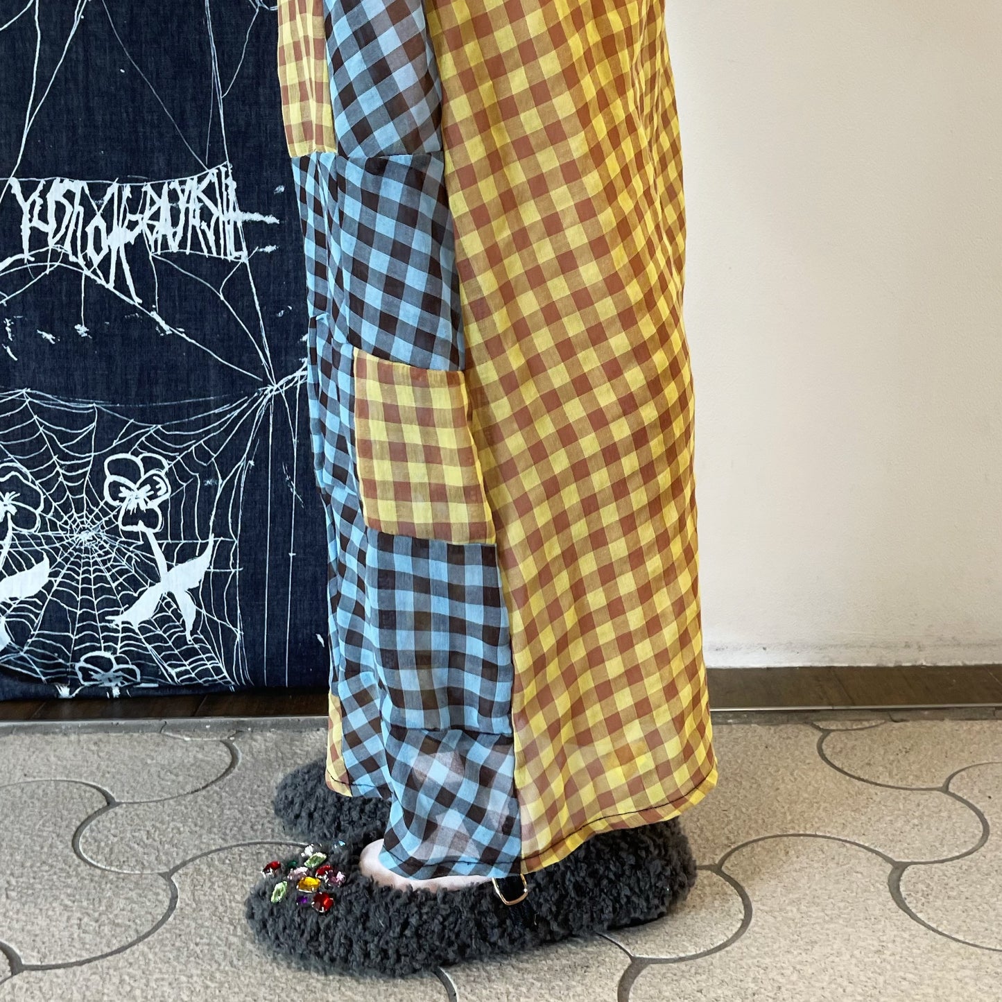 Patch work pajama trousers / blue / パッチワークパジャマパンツ