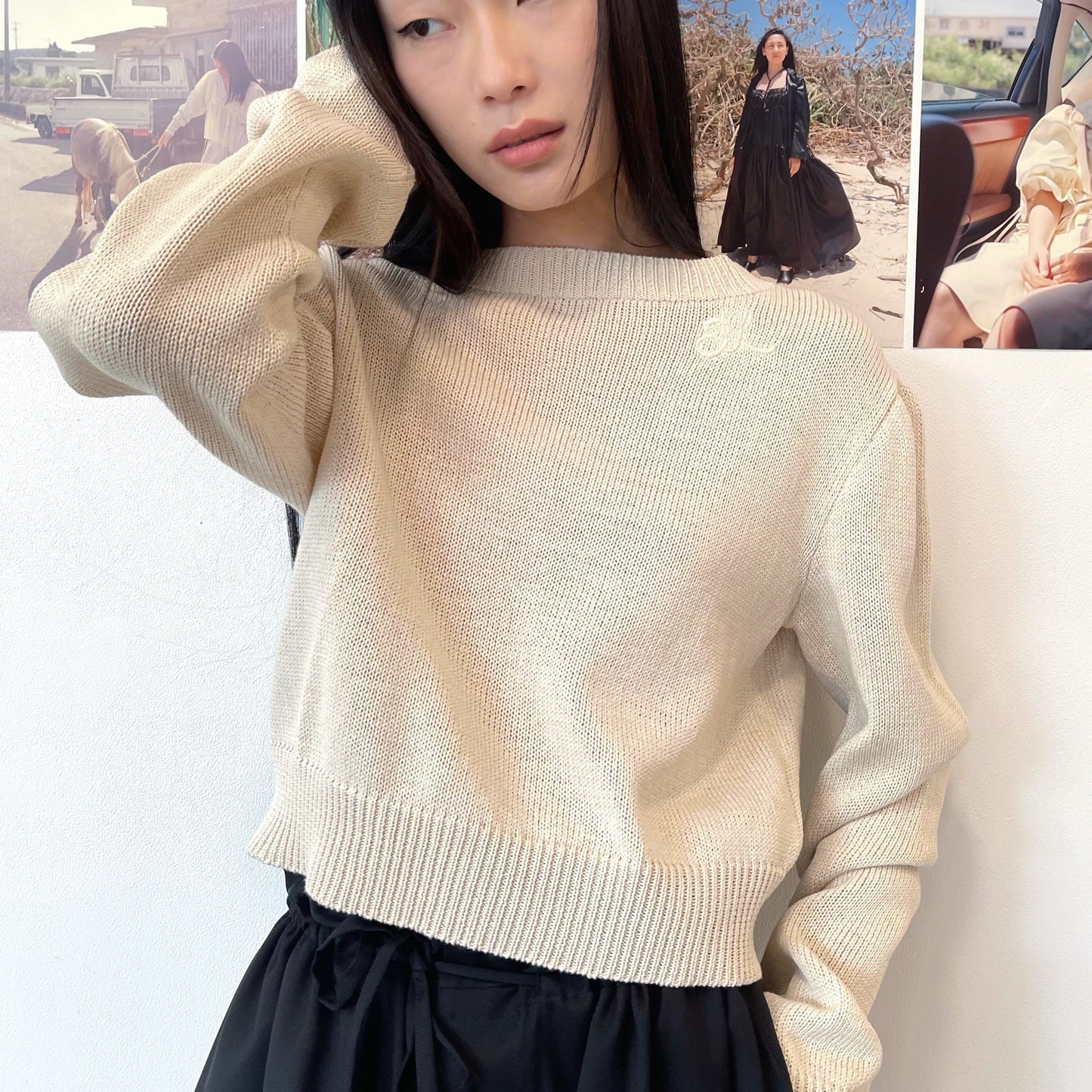 Sherpa airy knit sweater / ECRU / クリームニットセーター