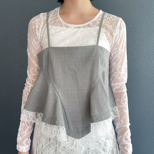 Ruth Top / Gray x White lace / ドレープコルセットトップ