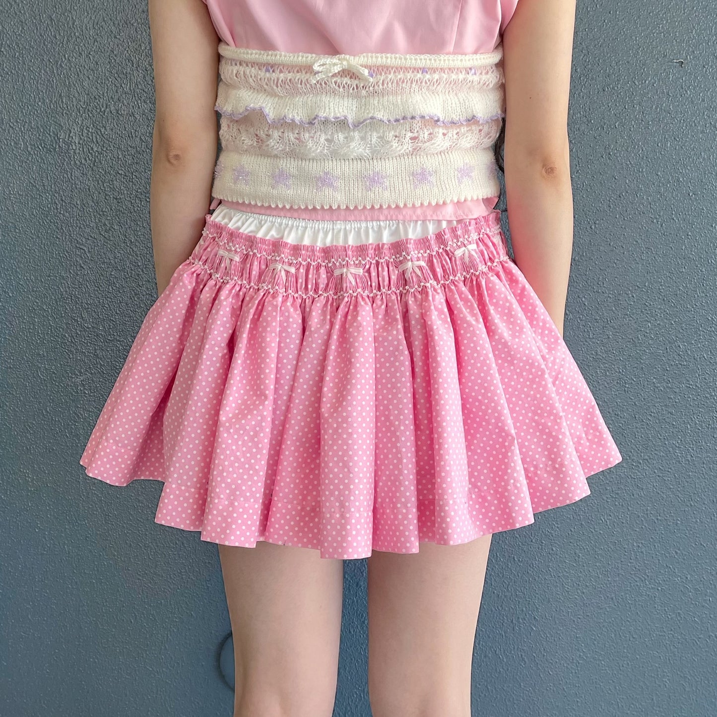 Briefs embroidery skort / Pink / スモッキングスコート